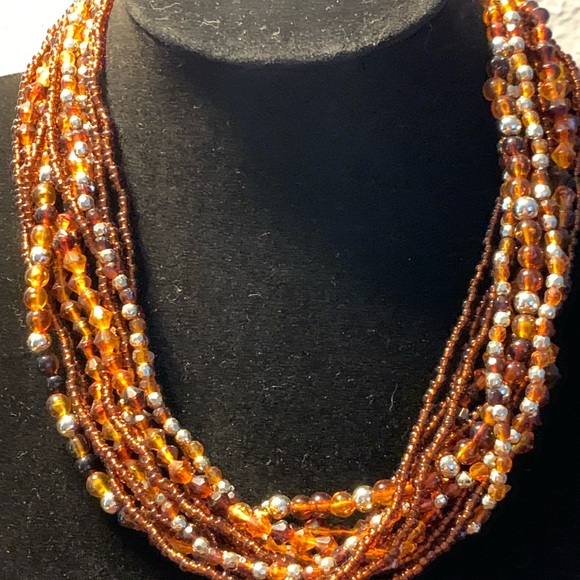 Amber Faceted Beads, Golden Beads, & Crystal Necklace  🚀🎉CLOSET CLEAROUT🎉🚀 - Picture 6 of 9